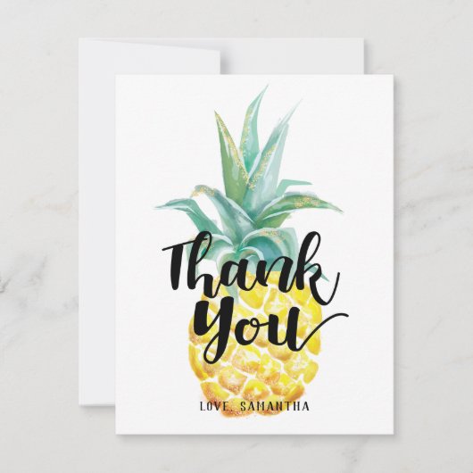 Carte Aquarelle Merci Ananas Plat (Devant)