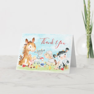 Carte Aquarelle Merci d'animaux de ferme