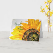 Carte Aquarelle Merci de tournesol floral (Fleur jaune)