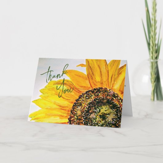 Carte Aquarelle Merci de tournesol floral (Devant)