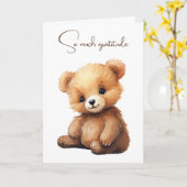 Carte Aquarelle Merci Ours Teddy (Fleur jaune)