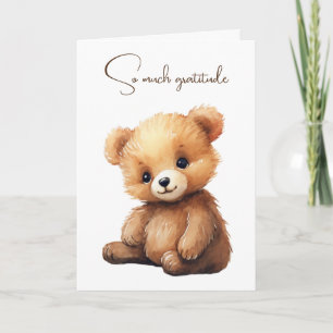 Carte Aquarelle Merci Ours Teddy