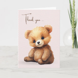 Carte Aquarelle Merci Ours Teddy