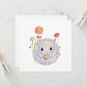 Carte Aquarelle mignonne Bébé Chinchilla anniversaire (Devant/Arrière en situation)