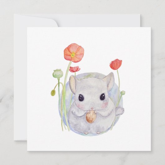 Carte Aquarelle mignonne Bébé Chinchilla anniversaire (Devant)
