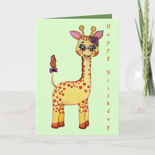 Carte Aquarelle mignonne bébé Giraffe (Devant)
