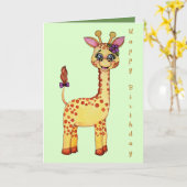Carte Aquarelle mignonne bébé Giraffe (Fleur jaune)