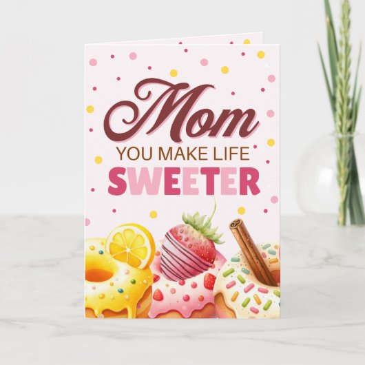 Carte Aquarelle mignonne Donut Maman Tu Rends La Vie Plu (Devant)