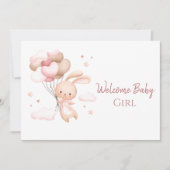 Carte Aquarelle mignonne Lapin Rose Accueil moderne bébé (Devant)