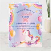 Carte Aquarelle mignonne pastel Unicorns Arc-en-ciel Ann (Devant)