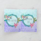 Carte Aquarelle mignonne sirène Turquoise mauve fille An (Intérieur)