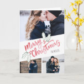 Carte Aquarelle mince élégant Joyeux Noël 3 photos (Fleur jaune)