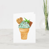 Carte Aquarelle Mint Chocolat Chip Crème de glace Annive (Devant)
