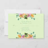 Carte Aquarelle Mint vert rose rose Floral Mariage RSVP (Devant)