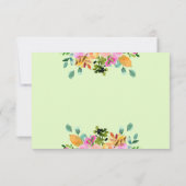 Carte Aquarelle Mint vert rose rose Floral Mariage RSVP (Dos)