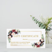 Carte Aquarelle Mixte Floral Gold Certificat cadeau (Debout devant)