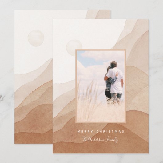 Carte Aquarelle moderne Abstraite Coucher de soleil Coup (Devant / Derrière)