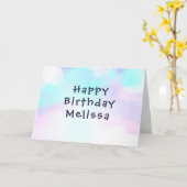 Carte Aquarelle moderne bleu et violet Abstrait Annivers (Fleur jaune)