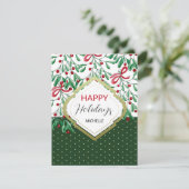 Carte Aquarelle moderne Boho Mistletos vacances (Debout devant)