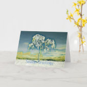 Carte Aquarelle moderne des arbres enneigés colorés (Fleur jaune)