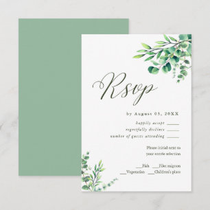 Carte Aquarelle moderne Eucalyptus Verdure Mariage RSVP