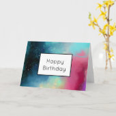 Carte Aquarelle moderne Green & Red Space Nebula (Fleur jaune)