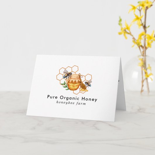 Carte Aquarelle moderne Honeycombs avec abeille pliée (Fleur jaune)