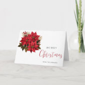 Carte Aquarelle moderne Noël Fête Florale Rouge (Devant)