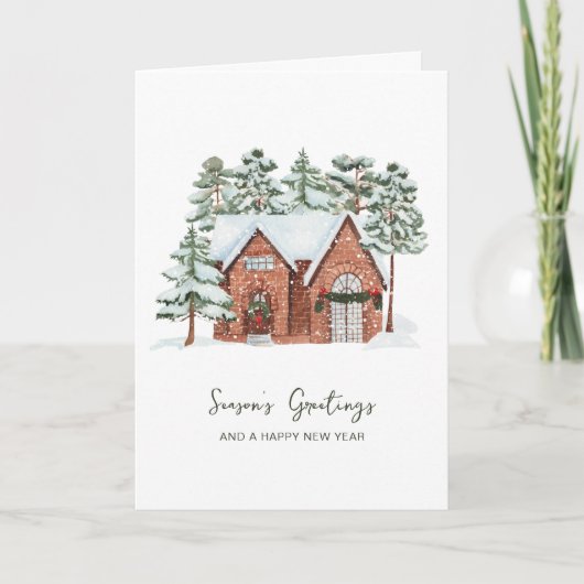 Carte Aquarelle moderne Scandinavie sapin (Devant)