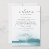 Carte Aquarelle moderne Turquoise Bienvenue Lettre & Iti (Devant)