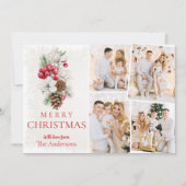 Carte Aquarelle moderne Vacances photo Collage Noël (Devant)