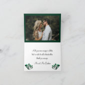 Carte Aquarelle moderne Vert Merci Mariage (Intérieur)