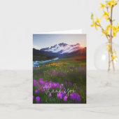 Carte Aquarelle montagne et fleurs personnalisable (Fleur jaune)