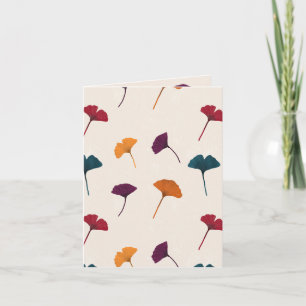 Carte Aquarelle Motif Ginkgo Leaf Automne Couleurs d'aut