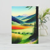 Carte Aquarelle Mountain Meadow Flat Salutation (Debout devant)