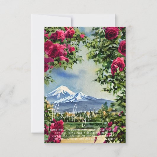 Carte Aquarelle Mt Hoot et roses personnalisable (Devant)