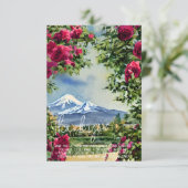 Carte Aquarelle Mt Hoot et roses personnalisable (Debout devant)