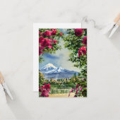 Carte Aquarelle Mt Hoot et roses personnalisable (Devant/Arrière en situation)