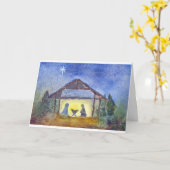 Carte Aquarelle "Nativité" (Fleur jaune)