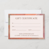 Carte Aquarelle neutre Certificat cadeau moderne (Dos)