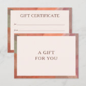 Carte Aquarelle neutre Certificat cadeau moderne (Devant / Derrière)