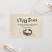 Carte Aquarelle nid d'oiseaux avec oeufs Rustique Joyeux (Devant/Arrière en situation)