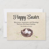 Carte Aquarelle nid d'oiseaux avec oeufs Rustique Joyeux (Devant)