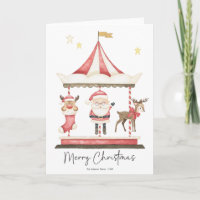 Aquarelle Noël Carousel du Père Noël
