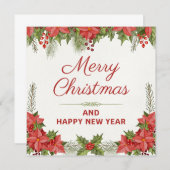 Carte Aquarelle Noël et Bonne Année (Devant / Derrière)