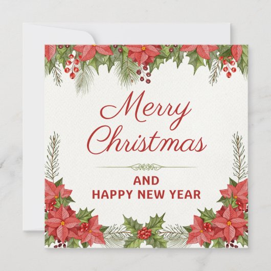 Carte Aquarelle Noël et Bonne Année (Devant)