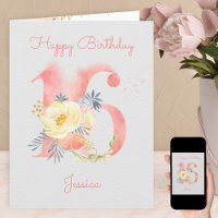 Aquarelle Numéro 16 Personnalisée 15e anniversaire