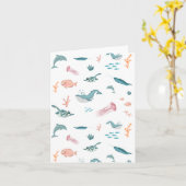 Carte Aquarelle Océan Motif d'animaux marins (Fleur jaune)