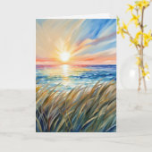 Carte Aquarelle Ocean Sunrise Sympathie (Fleur jaune)