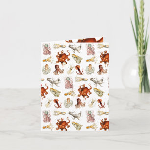 Carte Aquarelle Octopus Cephalopod Océan Animaux